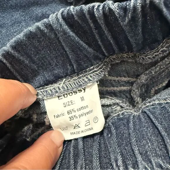 Ebossy Denim Maxi Skirt with Raw Hem - Picture 7 of 7